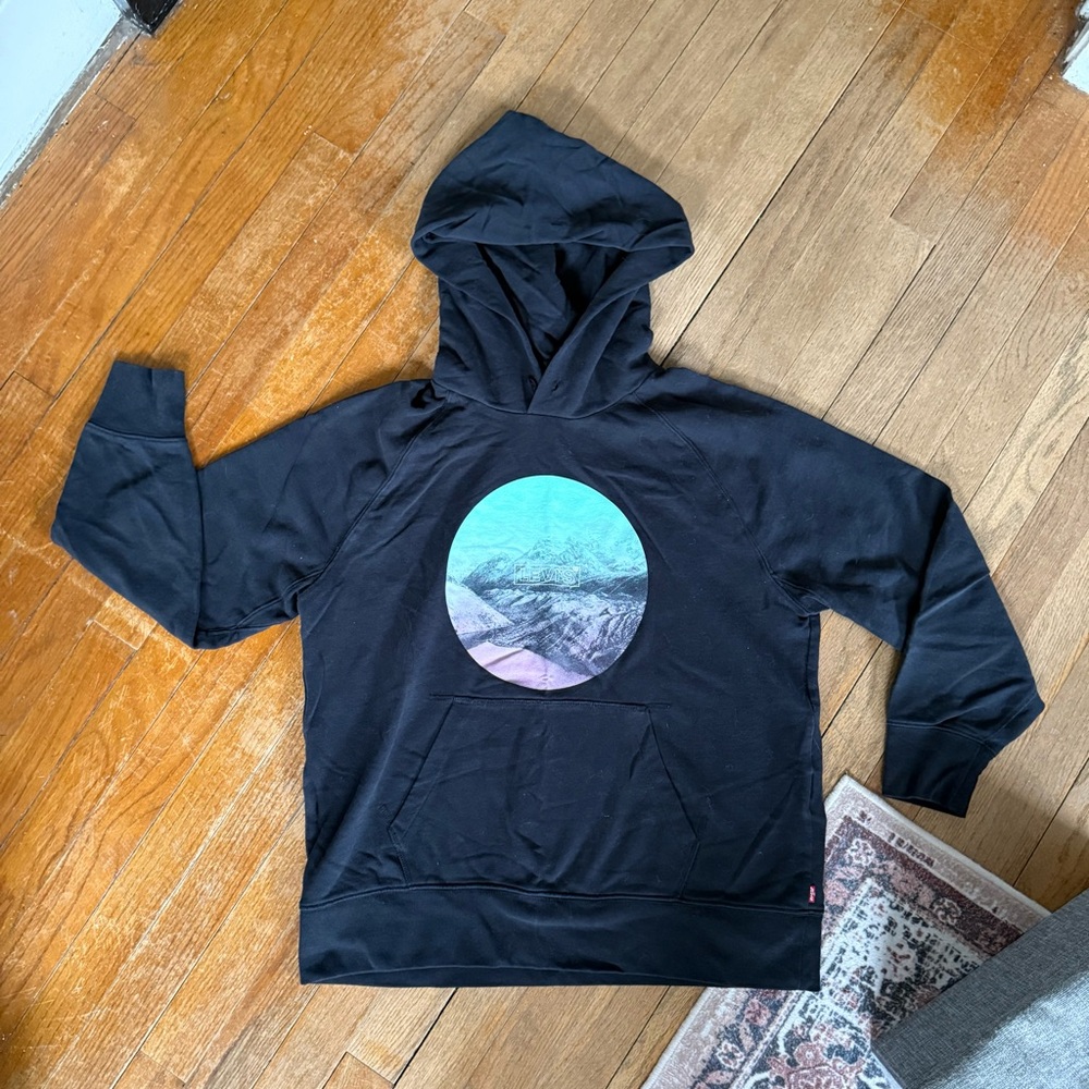Levi's Black Hoodie with Mountain Graphic